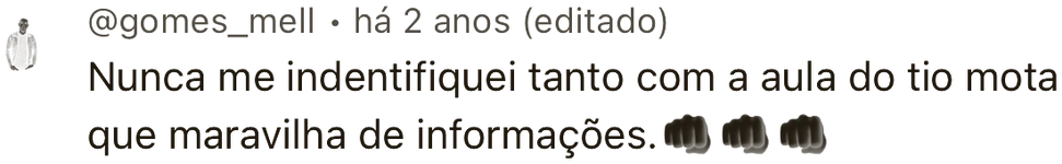 @gomes_mell: Nunca me identifiquei tanto com a aula do tio Mota, que maravilha de informações.